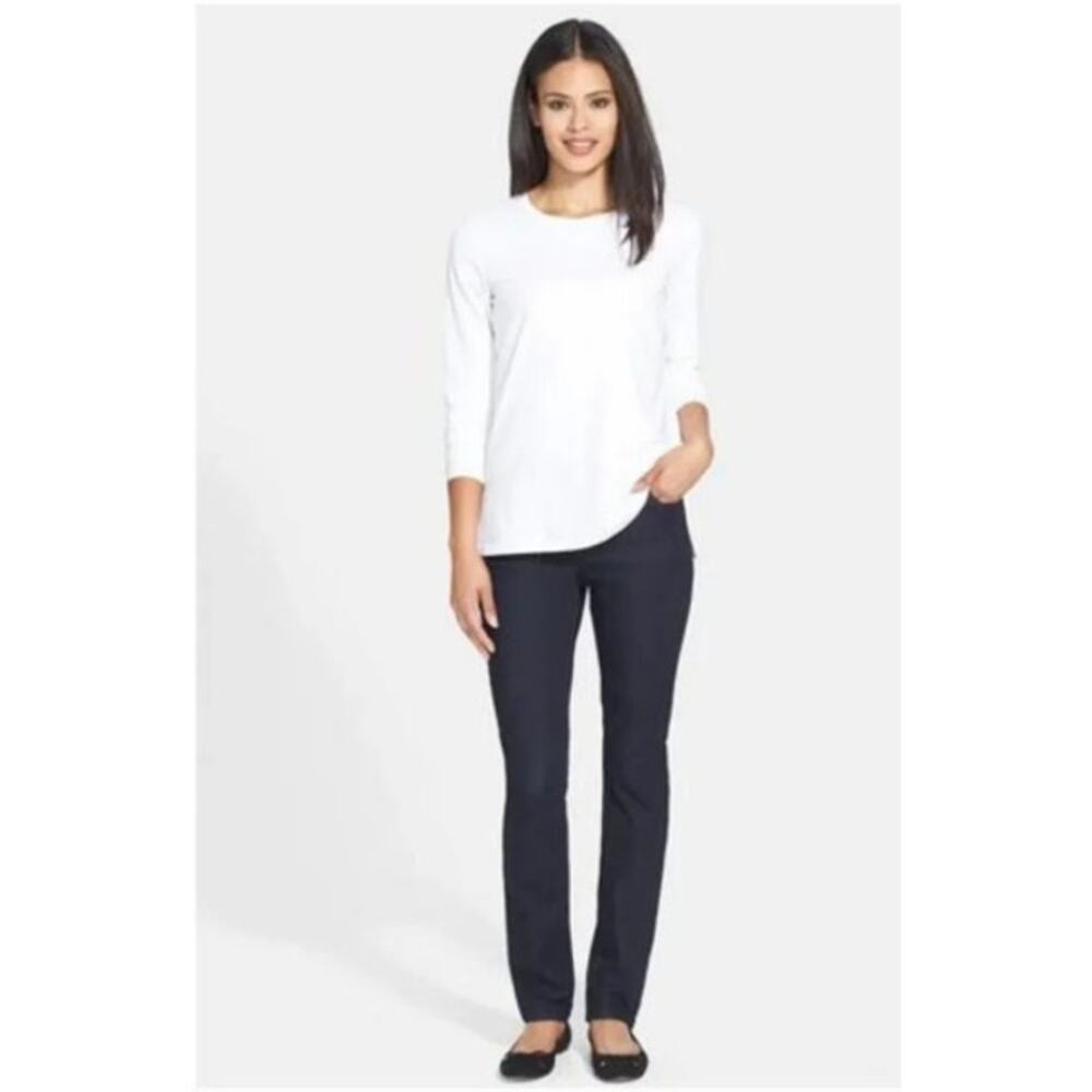 NEW! Lafayette 148 New York Stretch Cotton Tee in WHITE (L) - Picture 3 of 13
